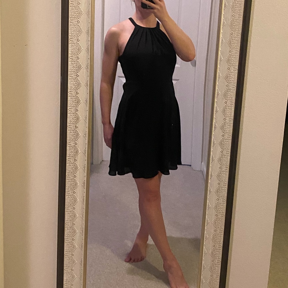 Express high neck sleeveless little black dress